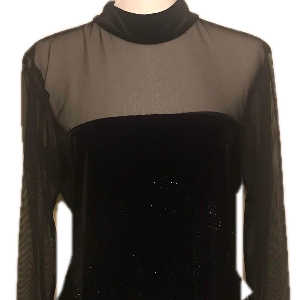 Dress Barn Collection Sz 14 Black beaded sheer top